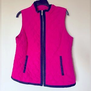 Crown & Ivy Pink Quilted Puffer Vest Elephant Lining Size Large